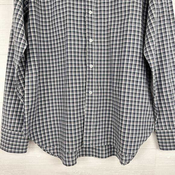 Billy Reid Men XL Button Down Long Sleeve Shirt Check Plaid Navy Preppy Italy - Picture 5 of 16